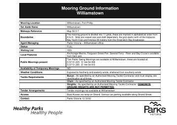 Mooring Ground Information Williamstown - Parks Victoria