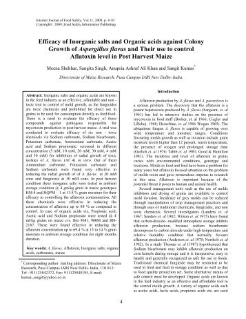 Efficacy of Inorganic salts and Organic acids against Colony Growth ...