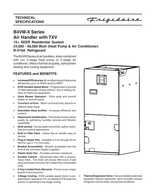 B4VM-X Series Air Handler with TXV - Nordyne