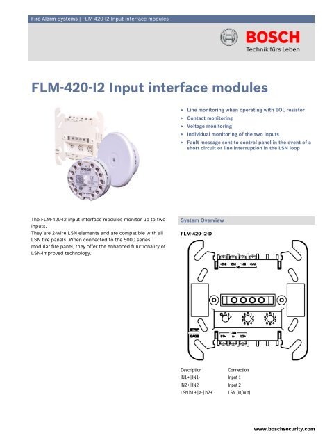 FLM-420-I2 Input interface modules - Bosch