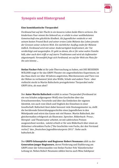 Neue Pressemappe DIE BESSEREN WÃLDER - GRIPS Theater