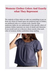 Womens Clothes Colors And Exactly what They Represent