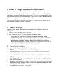 Summary of Merger Implementation Agreement - Goldcorp