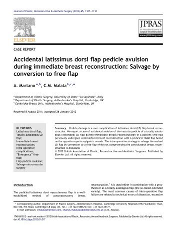 Accidental latissimus dorsi flap pedicle avulsion during immediate ...