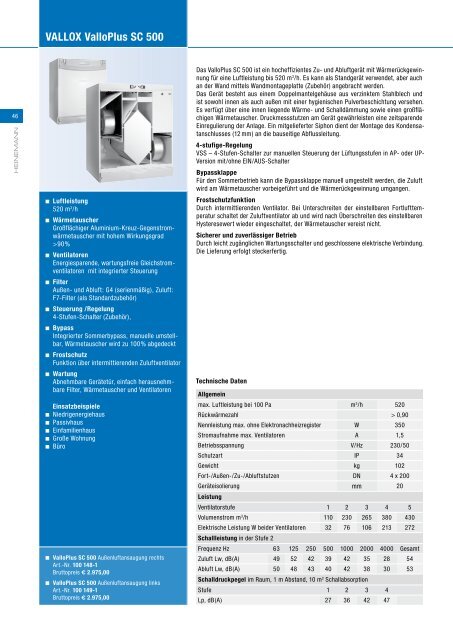 VALLOX VALLOX ValloPlus SC 500 - Heinemann GmbH