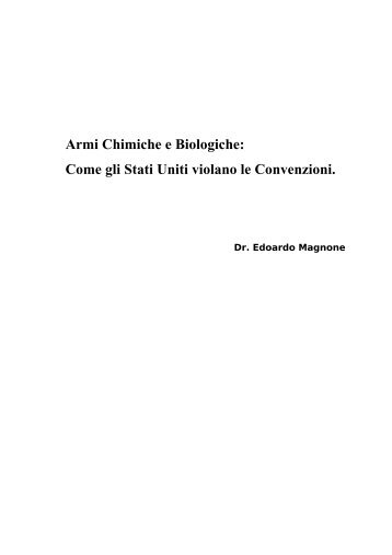 Armi Chimiche e Biologiche - CNR Area della Ricerca di Bologna