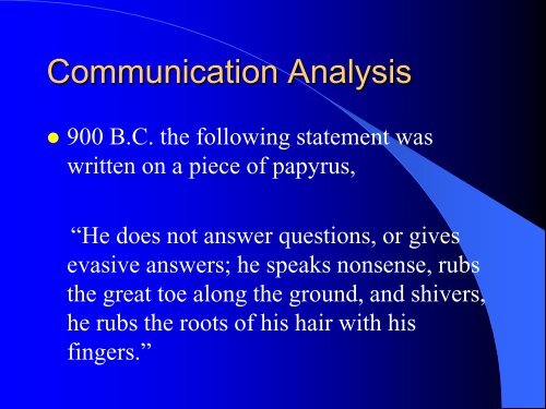 Communication Analysis