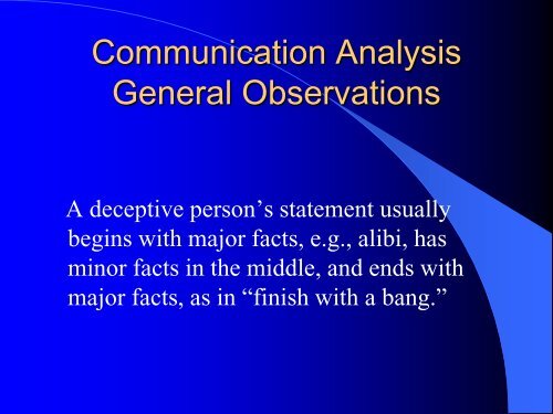 Communication Analysis