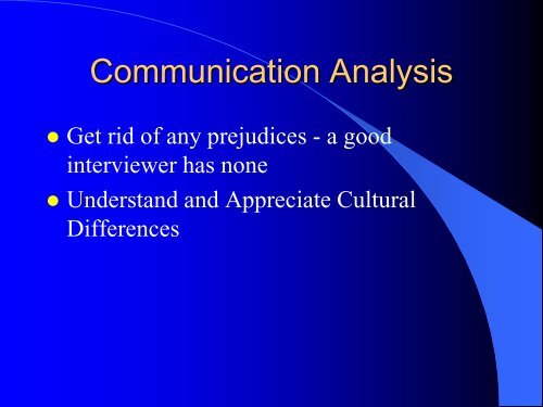 Communication Analysis