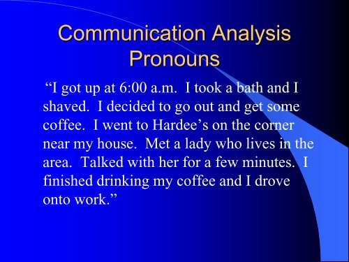 Communication Analysis