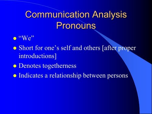 Communication Analysis