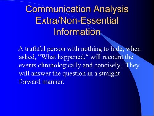 Communication Analysis