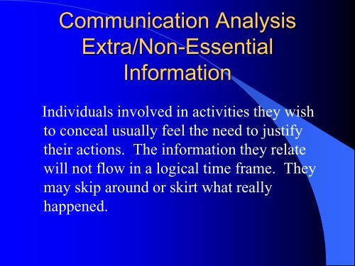 Communication Analysis