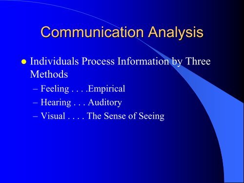 Communication Analysis