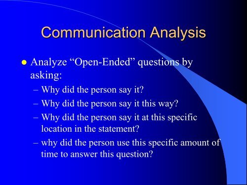 Communication Analysis