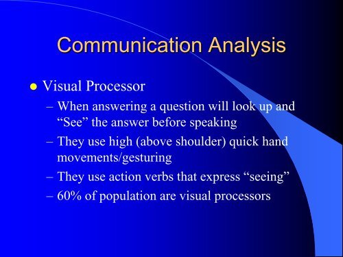 Communication Analysis