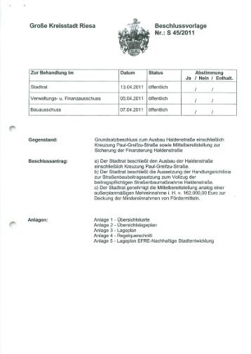 Stadtratsbeschluss Ausbau HaldenstraÃe 13.04.2011 (pdf)