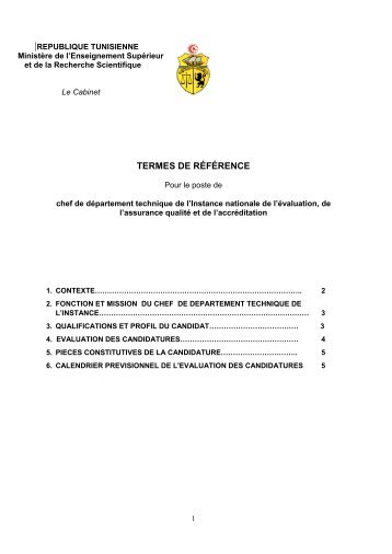 Termes de références