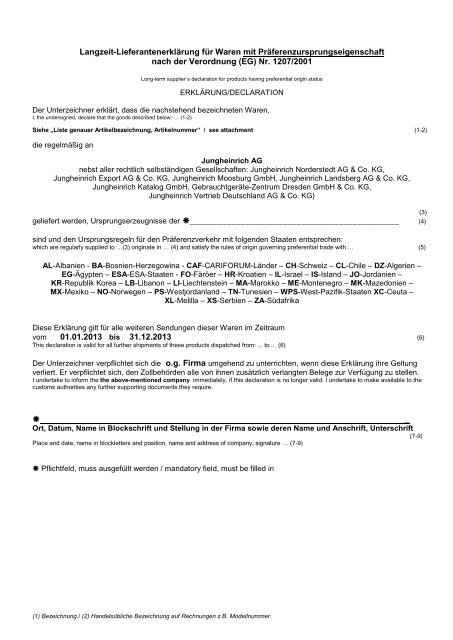 Langzeitlieferantenerklarung Pdf 169 Kb Jungheinrich