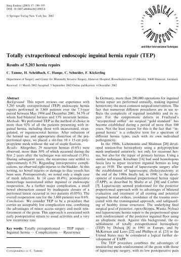 Totally extraperitoneal endoscopic inguinal hernia repair (TEP - IJP