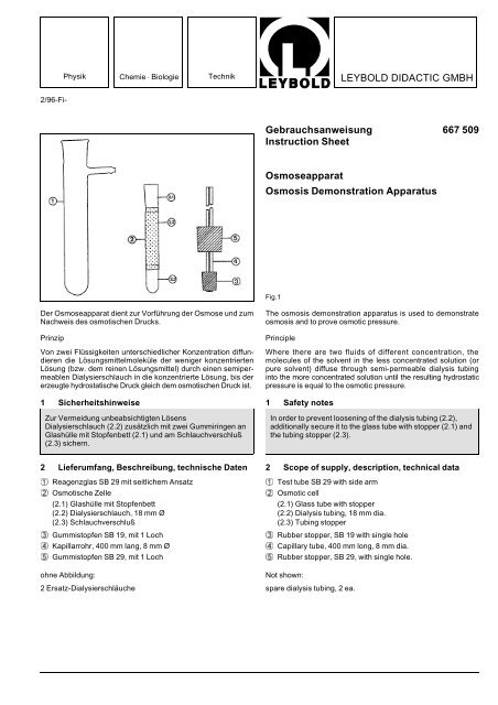 LEYBOLD DIDACTIC GMBH Gebrauchsanweisung 667 509 ...