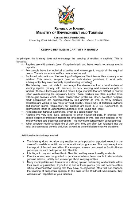 reptile application - Ministry of Environment and Tourism