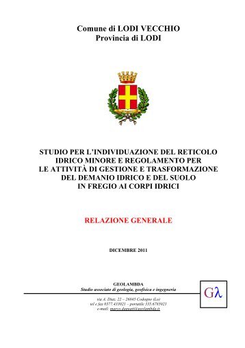 Comune di Lodi Vecchio - Reticolo idrico minore - Relazione ...