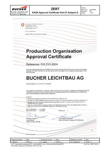 EASA Approval Certificate Part-21 Subpart G