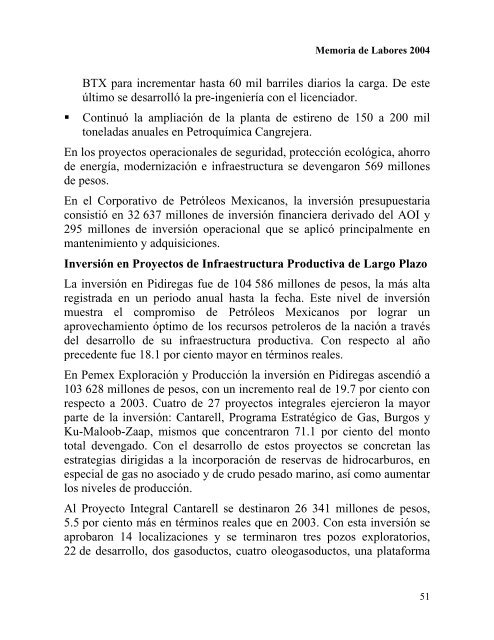 Memoria de Labores 2004 - Pemex