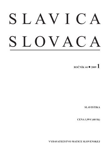 ÄÃ­slo 1 - SlavistickÃ½ Ãºstav JÃ¡na Stanislava SAV
