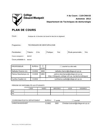 PLAN DE COURS - Collège Édouard-Montpetit