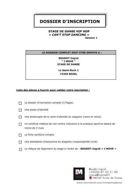 DOSSIER D'INSCRIPTION - Courchevel