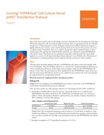 Transfection Protocol - Corning Incorporated