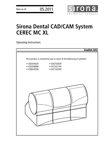 Sirona Dental CAD/CAM System CEREC MC XL