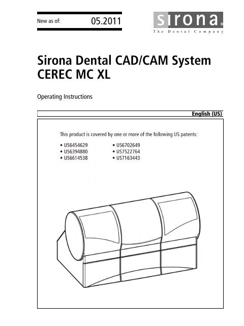 Sirona Dental CAD/CAM System CEREC MC XL