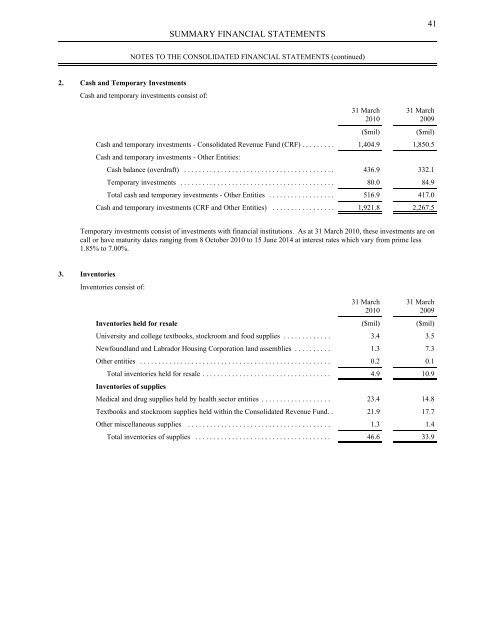 Volume I - Finance - Government of Newfoundland and Labrador