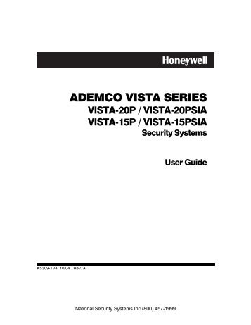 Honeywell Vista 15P Vista 20P User Guide - Westminster Security