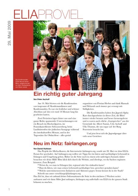 29. Mai 2009 Neu im Netz: fairlangen.org - ELIA-Gemeinde Erlangen