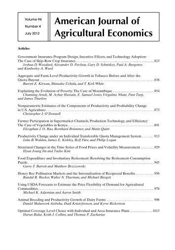 Table of Contents (PDF) - American Journal of Agricultural Economics