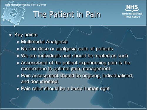 Acute Post Operative Pain Management Emma Lamont - 18 Weeks