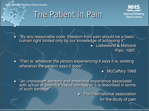 Acute Post Operative Pain Management Emma Lamont - 18 Weeks