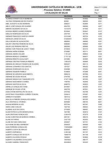 LOCALIZAÃÃO DE SALAS - Universidade CatÃ³lica de BrasÃ­lia