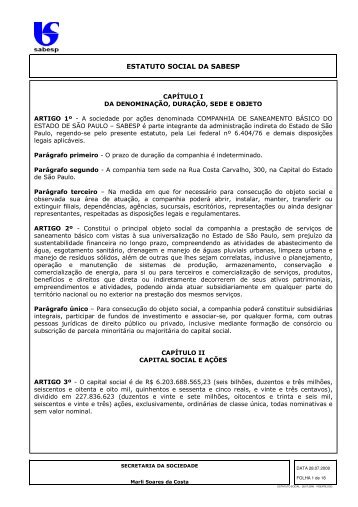 ESTATUTO SOCIAL DA SABESP
