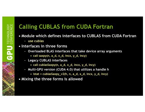 Tutorial: Introduction to CUDA Fortran | GTC 2013