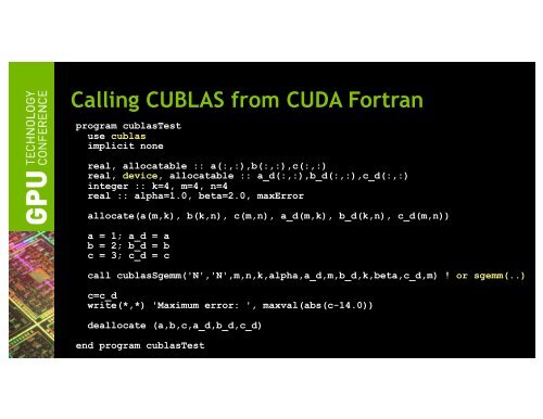 Tutorial: Introduction to CUDA Fortran | GTC 2013