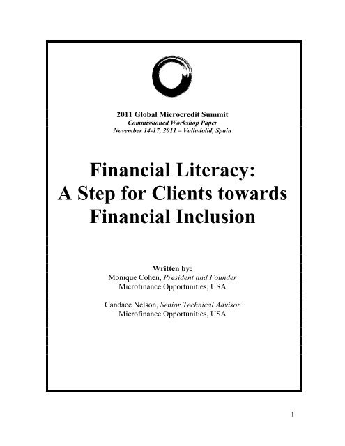 Financial Literacy: A Step for Clients towards Financial Inclusion