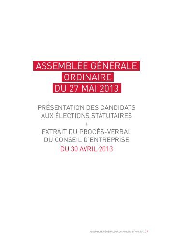 Présentation des candidats aux élections statutaires + ... - Sabam