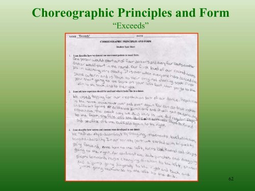 Fine Arts Performance Descriptors and Classroom Assessments