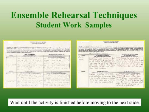 Fine Arts Performance Descriptors and Classroom Assessments