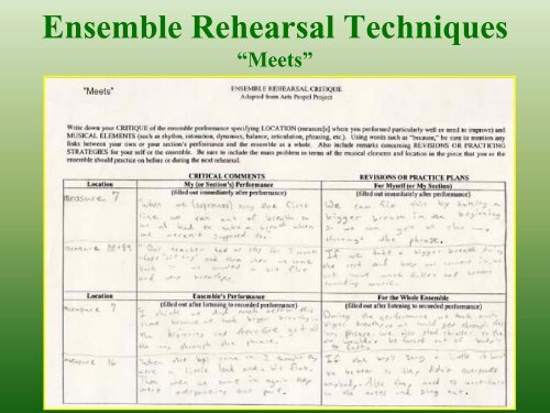 Fine Arts Performance Descriptors and Classroom Assessments